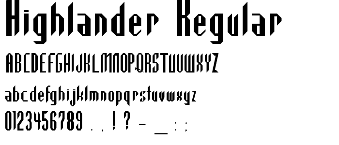 Highlander Regular font